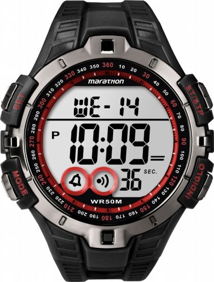 Timex Marathon T5k423 Svart Digital Klokke Med Rode Detaljer