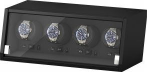 Beco Boxy Castle - Svart watchwinder m/ plass til fire klokker og akryllokk