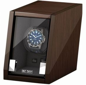 Beco Boxy Castle Watchwinder for 1 klokke i valnøttfarge, adapter inkludert