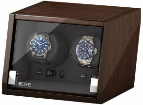 Beco Boxy Castle Watchwinder i valnøttfarge for 2 klokker inkludert adapter