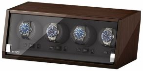 Beco Boxy Castle Watchwinder i valnøttfarge for 4 klokker m/adapter