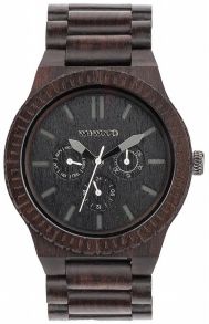 Klokke i resirkulert tre med 3 kronografer - WeWood Kappa Black