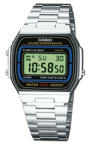 Casio A164WA-1VES - Klassisk klokke i med stållenke og retro-effekt