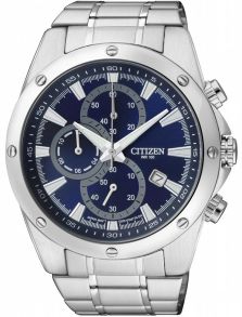 Citizen AN3530-52L, Basic Chrono - Herreklokke i rustfritt stål m/ blå urskive