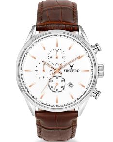 La dominansen stråle - Vincero Chrono S Silver/Rose Gold Whi-Sil-S08