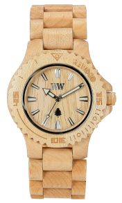 Klokke av lønnetre med liten urskive - WeWood Date Beige